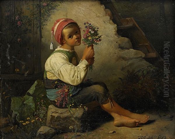 A Boy With Flowers - view 1