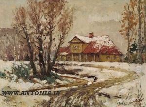 Landscape With Manor House by Janis Roberts Tillbergs