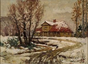 Landscape With Foresthouse by Janis Roberts Tillbergs