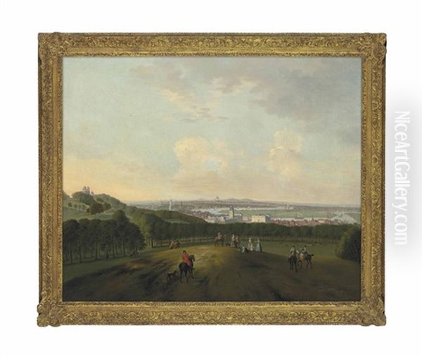 A View Of Greenwich, With Riders And Other Figures In The Foreground, The Observatory To The Left On One Tree Hill, The Thames And London In The Distance - view 1