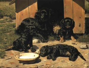 Spaniel Med Hvalpe by Vilhelm Eyvind Tilly