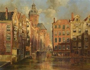 A Dutch Canalside Town by Jan Hermanus Melchior Tilmes
