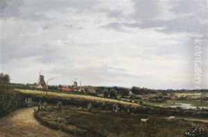 Extensive Landscape With Figures In The Foreground by Jan Hermanus Melchior Tilmes