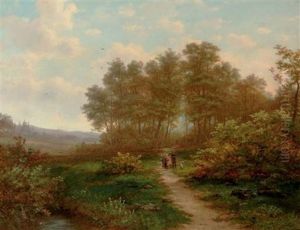 A Sportsman Conversing On A Sunlit Path by Jan Hermanus Melchior Tilmes