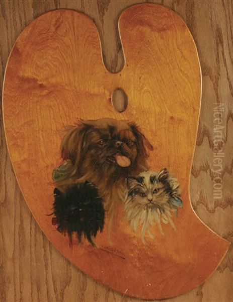 Sketch Of Dog And Two Cats - view 1