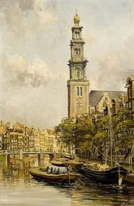 A View Of The Westertoren, Amsterdam by Jan Hermanus Melchior Tilmes