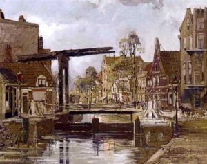 A Canal In Amsterdam by Jan Hermanus Melchior Tilmes