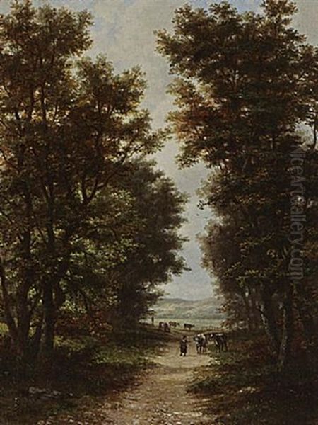 A Landscape With A Peasant Woman On A Country Road - view 1