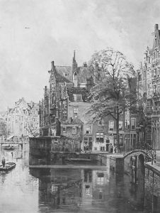 Gezicht Op De Grimburgwal, Met In De Verte Het Spui Te Amsterdam by Jan Hermanus Melchior Tilmes
