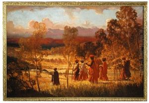 Bush Landscape With Figures by William Mitcheson Timlin