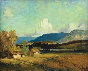 Cottages In An Autumn Landscape by William Mitcheson Timlin
