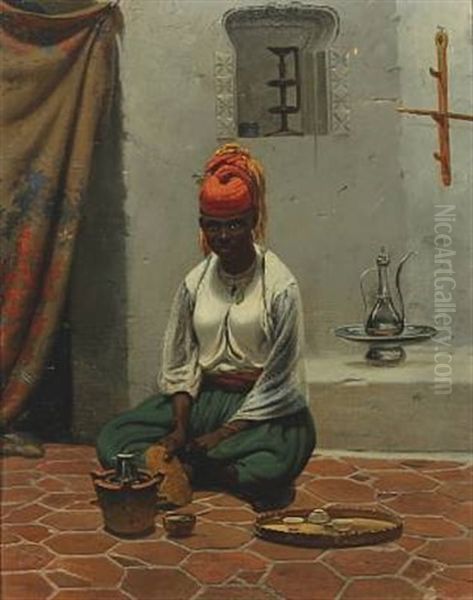 African Woman Making Coffee - view 1