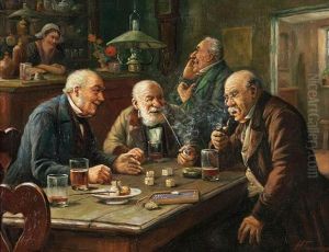 Dice Players In The Tavern by Henri Timmermans