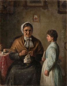 A Girl And A Grandmother by Vasili Timofeevich Timofeev