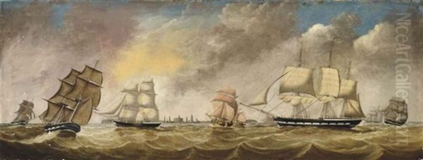 A Plethora Of Merchant Shipping In The Solent Off Hurst Castle - view 1