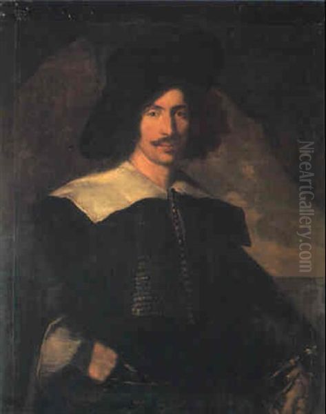 Portrait Of A Gentleman Wearing A Dark Coat - view 1