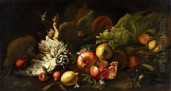 Stillleben Mit Eule Und Granatapfel - view 1
