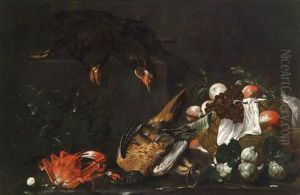 Stillleben Mit Geflugel, Krabbe Und Fruchten Stillleben Mit Geflugel, Krabbe Und Fruchten