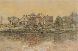 Farm By The Water At Dusk by Co Breman