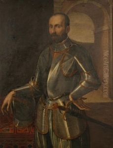 A Portrait Of A Gentleman Standing Three-quarter Length In Armour