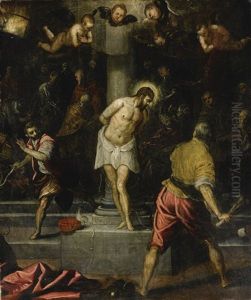 The Flagellation Of Christ by Domenico Tintoretto