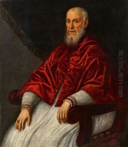 Portrait Of Giovanni Grimani, Patriarch Of Aquileia by Domenico Tintoretto