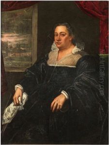 Portrait De Dame Devant Une Fenetre by Domenico Tintoretto