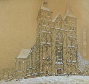 Winters Kerkplein by Co Breman
