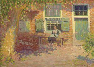 Girl In Front Of A Farm In Het Gooi by Co Breman