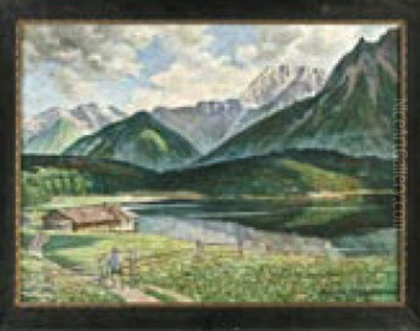 Angler Auf Dem Weg Zur Hutte An Einem Bergsee Gelegen - view 1