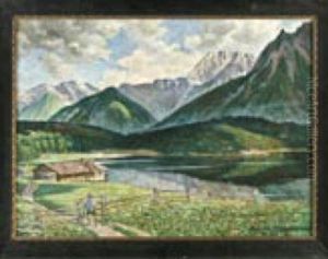 Angler Auf Dem Weg Zur Hutte An Einem Bergsee Gelegen Angler Auf Dem Weg Zur Hutte An Einem Bergsee Gelegen