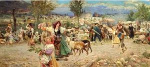 The Village Procession by Cesare Tiratelli