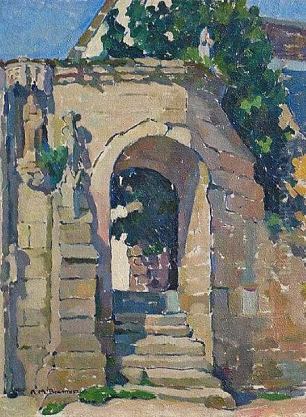 A View Through A Stone Arch With Steps - view 1