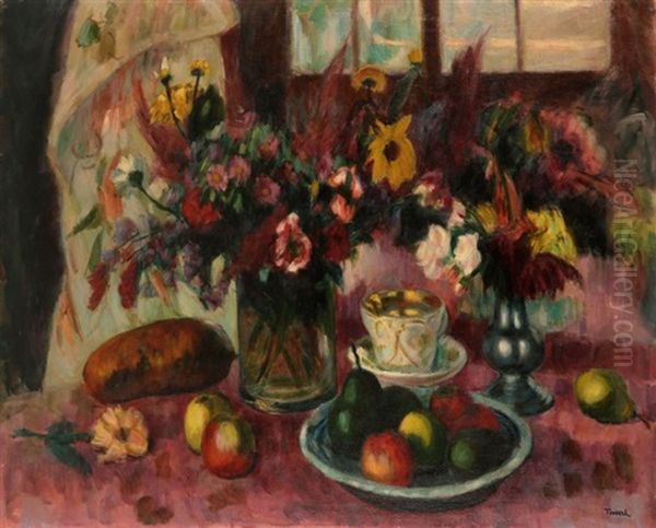 Nature Morte Au Bouquet Et Fruits - view 1