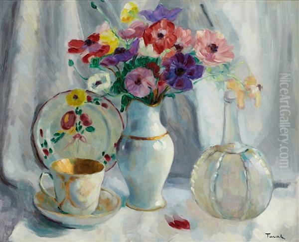 Anemones Dans Un Vase Et Tasse A Cafe - view 1