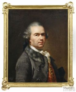 Selbstportrait Des Kunstlers Als Brustbild In Dreiviertelansicht Nach Rechts In Grauem Pelzbesetzten Rock Und Mit Roter Weste by Johann Heinrich Tischbein the Elder