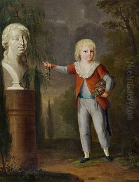 Portrait Of A Boy Pointing At A Bust - view 1