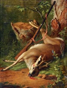Ein Erlegtes Reh Im Waldgrund by Johann Heinrich Tischbein the Younger