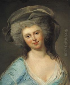 Bildnis Einer Dame In Blauem Kleid Mit Hut