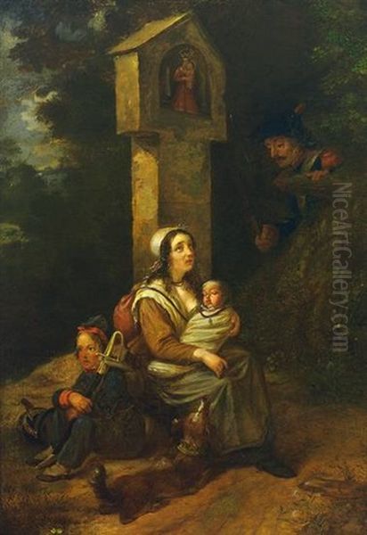 Franzosischer Soldat Entdeckt Ruhende Mutter Mit Kindern An Einem Marterl - view 1