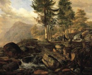 Gebirgslandschaft Mit Wasserfall by Carl Wilhelm (Ludwig) Tischbein