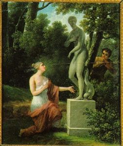 Ein Junges Madchen Erfleht Die Hilfe Der Venus Wahrend Sich Ihr Geliebter Hinter Einem Baum Verbirgt