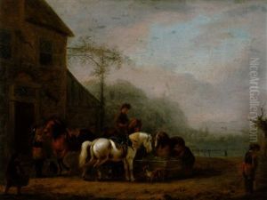 Rastende Reiter Vor Einer Schenke by Heinrich Jacob Tischbein