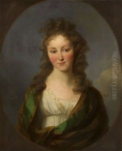 An Oval Portrait Of A Young Lady