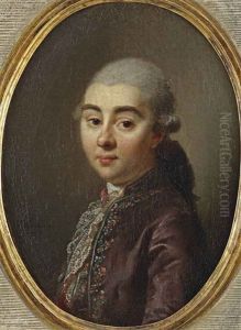 Portrait Of A Gentleman, Bust-length, In An Embroidered Plum Coat With Lace Stocking