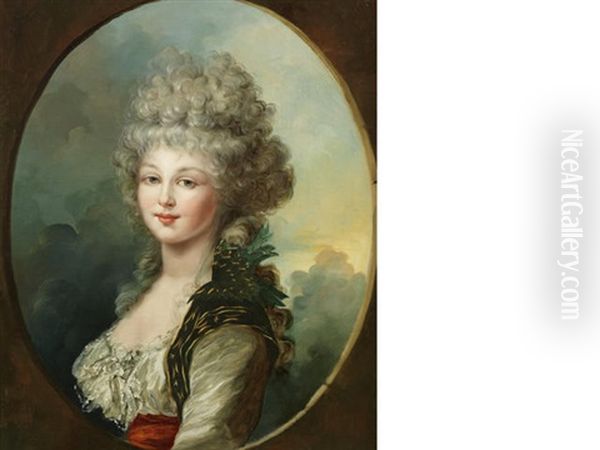 Portrait Of A Lady, Bust-length, In A White Lace Dress - view 1