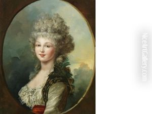 Portrait Of A Lady, Bust-length, In A White Lace Dress by Johann Friedrich August Tischbein