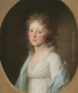 Bildnis Einer Prinzessin Von Anhalt-dessau In Weisem Kleid Mit Blauem Umhang, Wohl Amalie Von Anhalt-dessau, Prinzessin Von Hessen-homburg