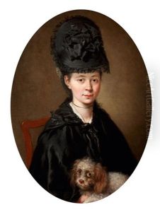 Portrait De Femme Tenant Un Chien