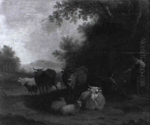 Hirtenpaar Mit Vieh by Johann Jacob Tischbein
